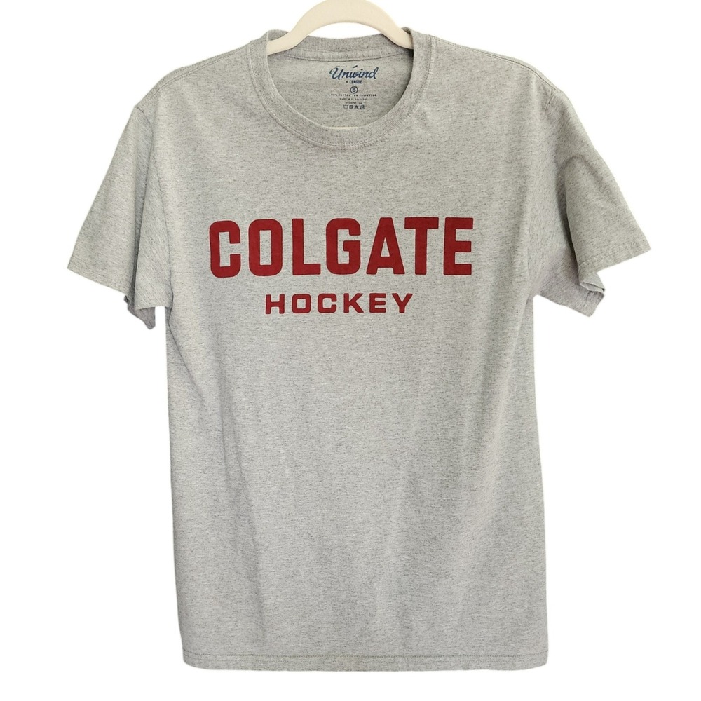 Unwind Colgate Hockey Athletic T-Shirt Mens Grey College Graphic Tee Small